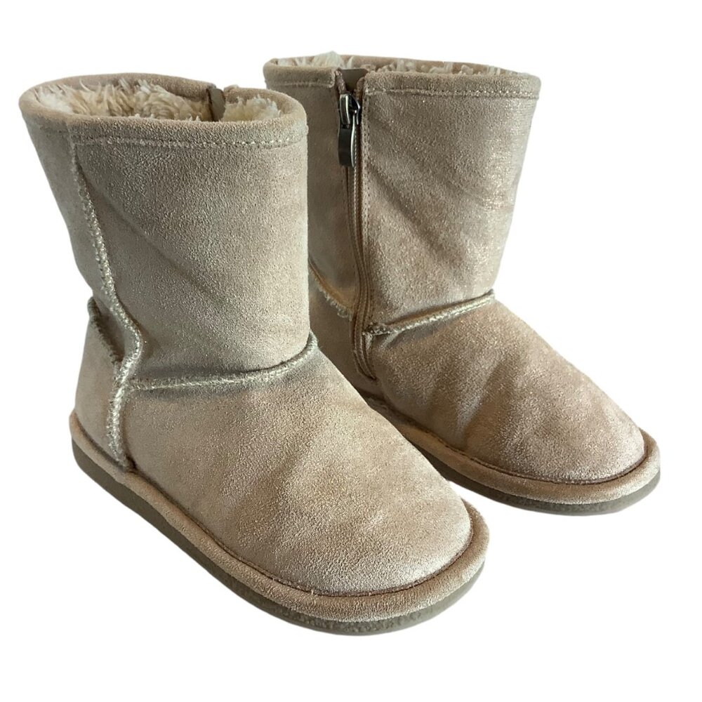 Lil Comfy Cupcake Couture 10‎ Tan Faux Suede & Lined Zipper Boots Warm Winter